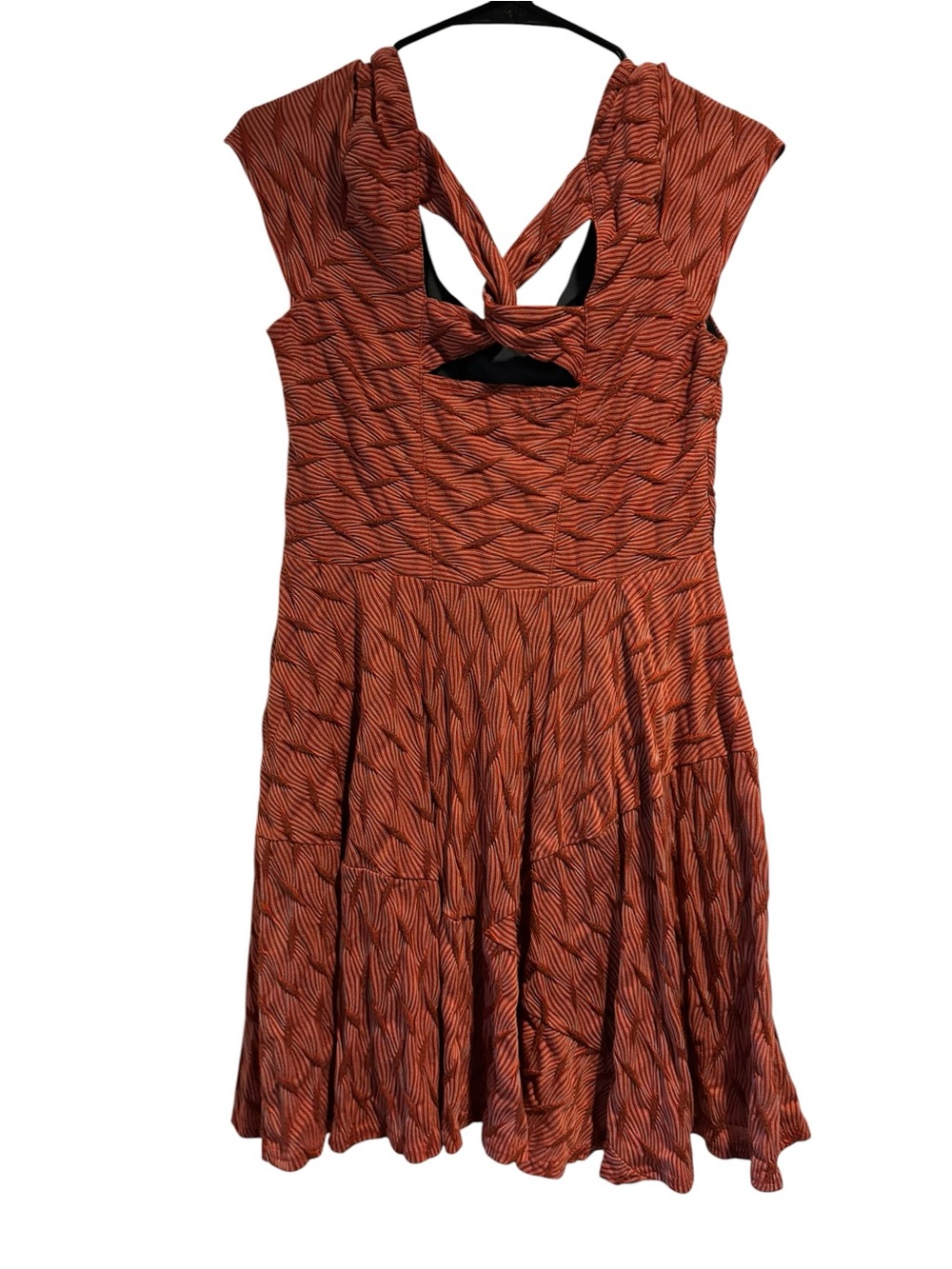 Bar III Rust Zebra Print Twist-Back Ruffle Mini Dress - Picture 3 of 8